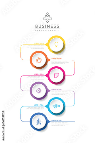 Circular Connection Steps business Infographic Template with 6 Element