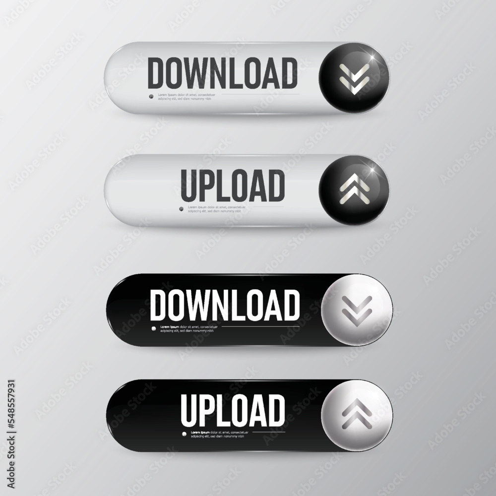 Button download set color white and black Button download set color white and black