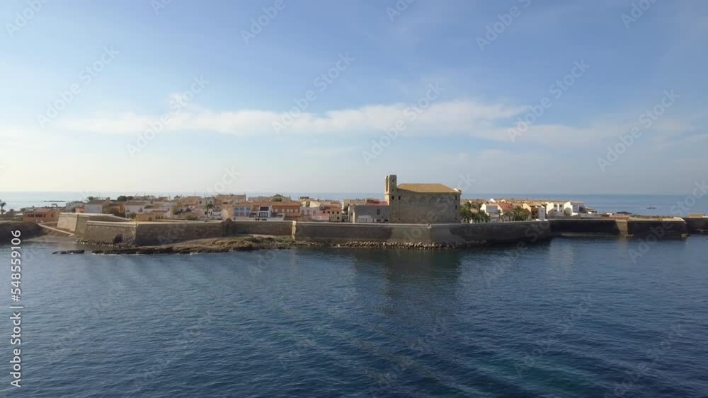 Mediterranean Sea with the Island of Tabarca, located on the coast of Alicante, Valencia Community, Spain Mediterranean Sea with the Island of Tabarca, located on the coast of Alicante, Valencia Community, Spain