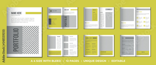 12 pages minimalist modern and creative photography portfolio design vector template