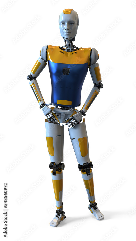 Futuristic humanoid robot, 3D illustration