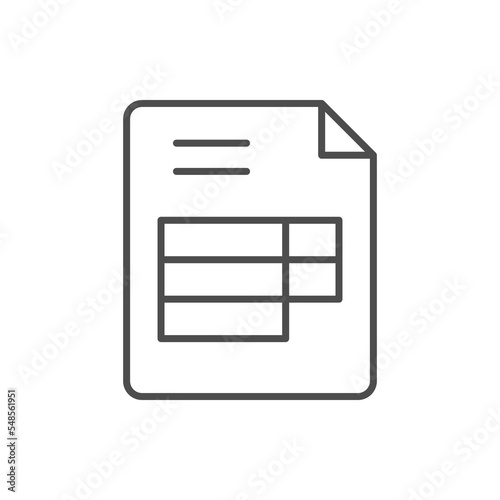 Document with table line icon