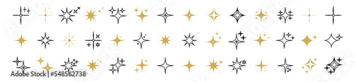 Collection of different black sparkles icons.