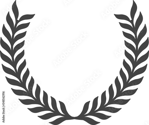 Black wreath silhouette. Farm crop badge. Agricultural label
