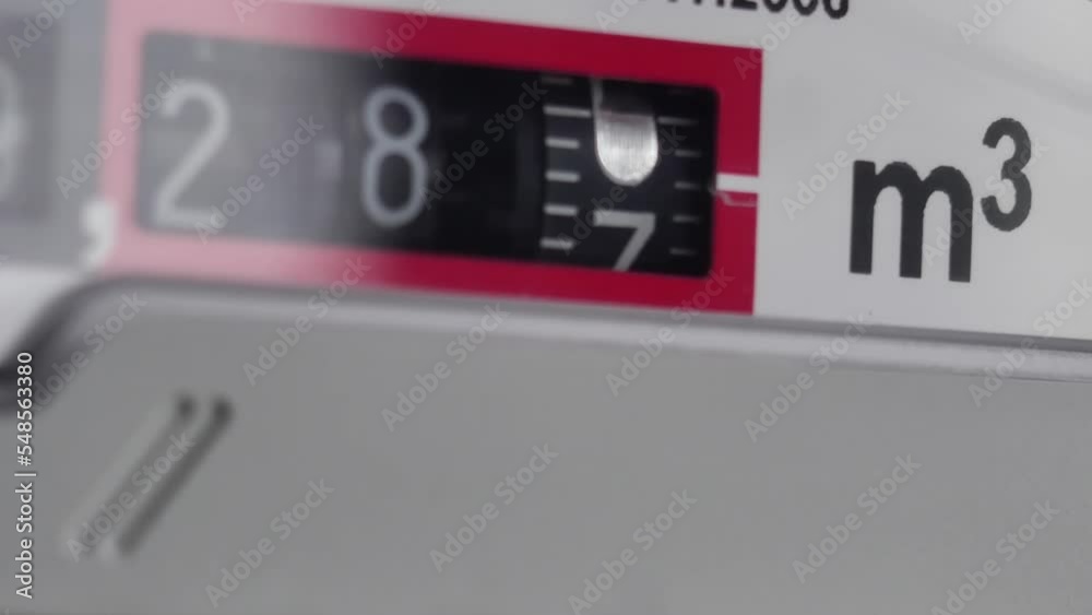rotating numbers in a working gas home meter, close-up rotating numbers in a working gas home meter, close-up