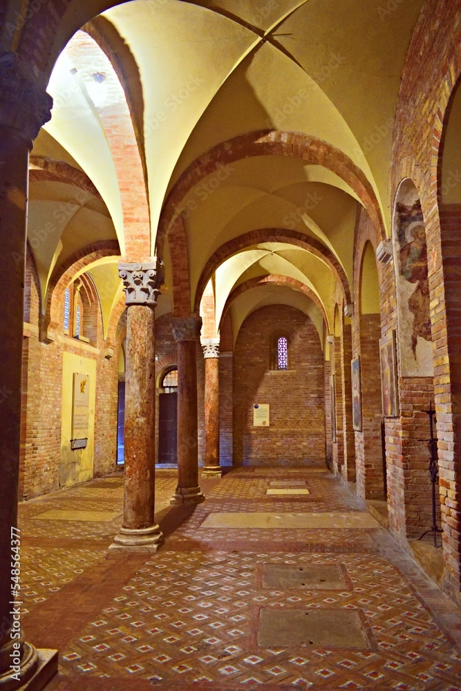 Interior of the Basilica of Santo Stefano also known as the complex of the 'Sette Chiese' in Bologna, Emilia Romagna, Italy