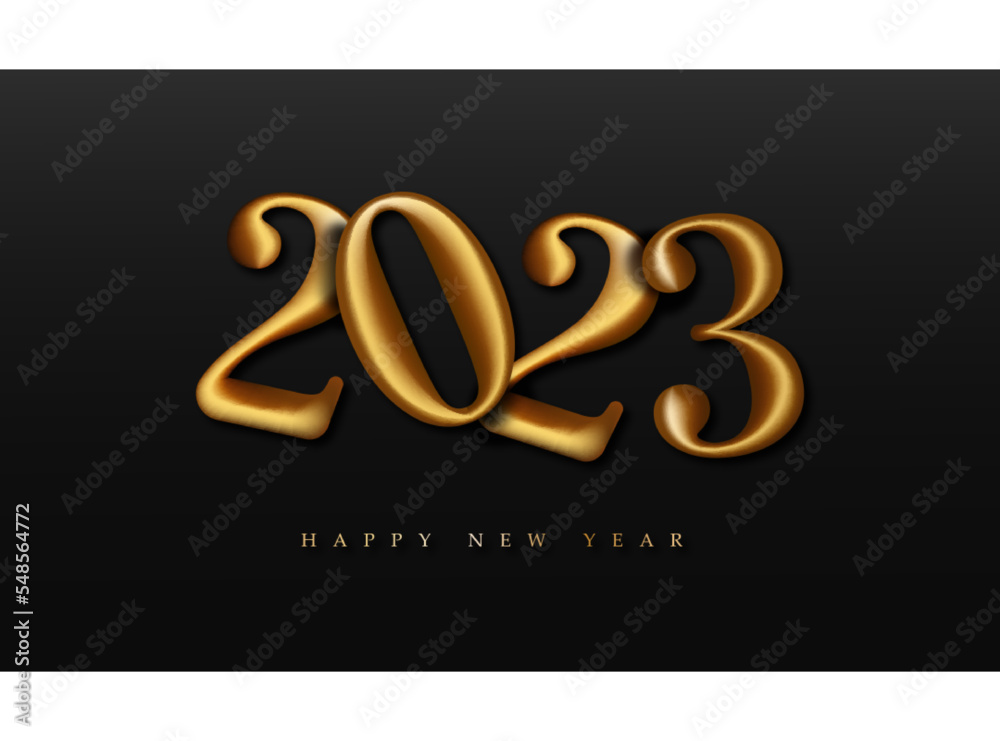 Golden 2023 new year on black background holiday design Golden 2023 new year on black background holiday design