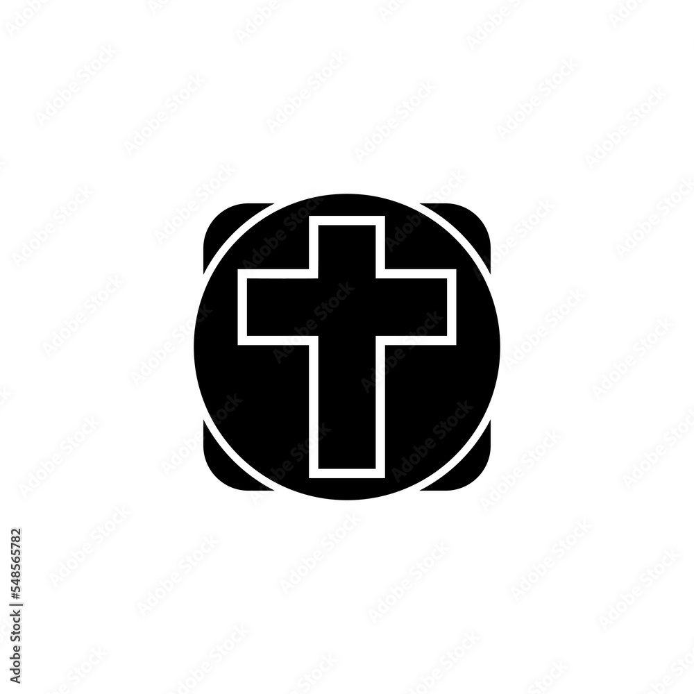 Obraz premium Christian cross with plant icon