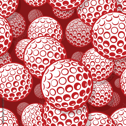Golf wallpaper design vector image. Repeating tile background of golf ball seamless pattern texture.