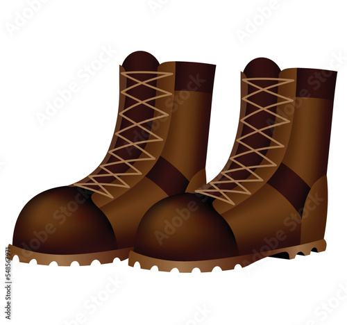 Workwear uniform element. Protective footwear as uniform. Protective clothing or safety equipment. Construction workers clothing, uniform mockup