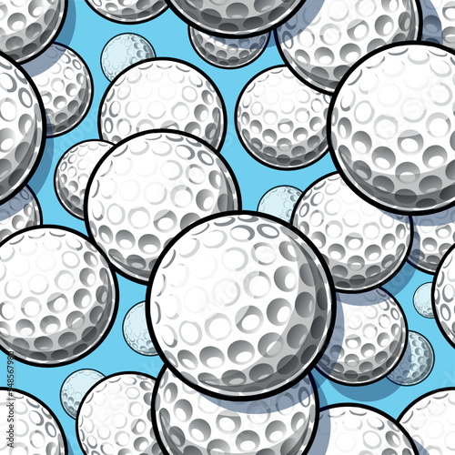 Golf balls seamless pattern vector image. Golf repeating tile background wallpaper texture design.