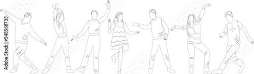 people dance, rejoice sketch ,contour vector