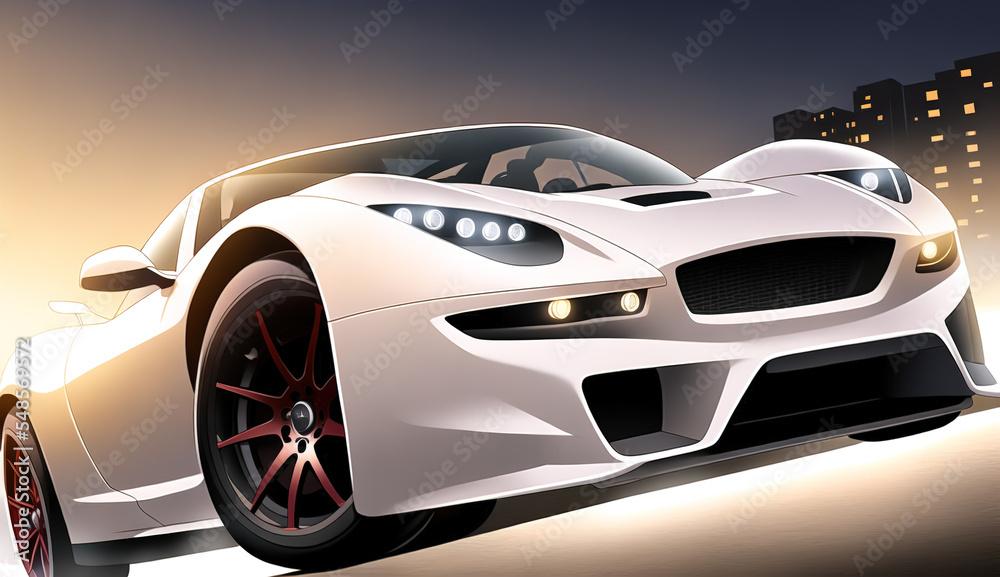 Fototapeta premium Sports car on the road.Fast driving