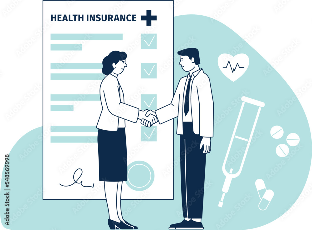 Health insurance icon. Medical contract document signing