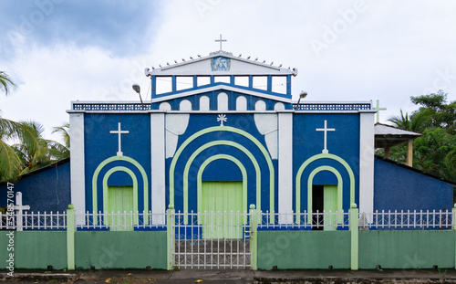 Frontis de la iglesia católica en el poblado de Esquipula en la isla de Ometepe photo