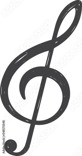 Treble clef icon. Black music sign. Melody symbol