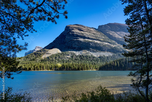 Wynn Mountain across Lake Josephine in Glacier National Park photo