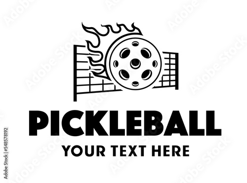 Pickleball logo vector black color isolated on white background for game, sport team, t shirt, banner. 10 eps