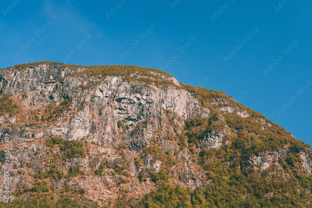 Mountains in the morning in Norway with blue sky Mountains in the morning in Norway with blue sky