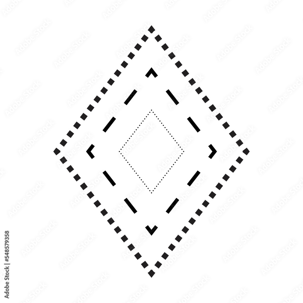 Tracing rhombus shape symbol, dashed and dotted broken line element for preschool, kindergarten and Montessori kids prewriting, drawing and cutting practice activities in vector illustration Tracing rhombus shape symbol, dashed and dotted broken line element for preschool, kindergarten and Montessori kids prewriting, drawing and cutting practice activities in vector illustration