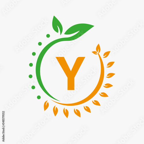 Letter Y Healthcare Logo. Doctor Logo Sign, Medical Pharmacy Eco Leaf Symbol Design