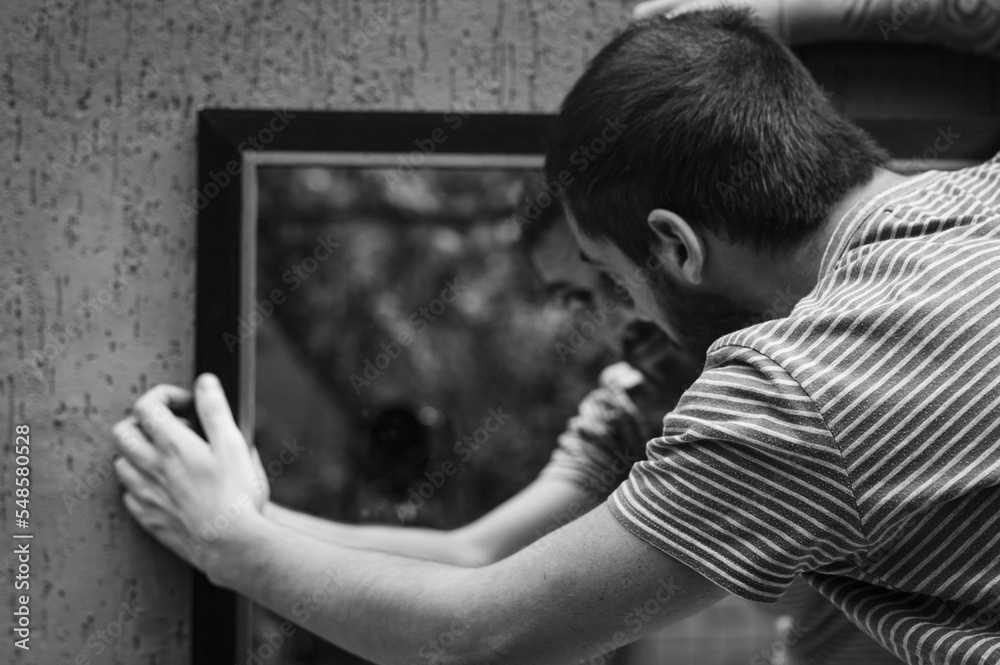 artist at work with reflection