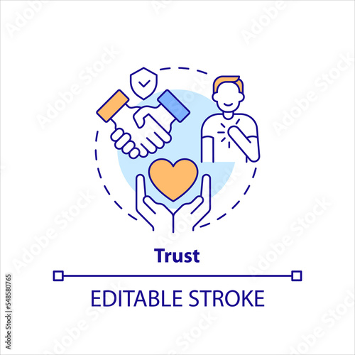Trust concept icon. Personal development. Removing self imposed barrier tip abstract idea thin line illustration. Isolated outline drawing. Editable stroke. Arial, Myriad Pro-Bold fonts used