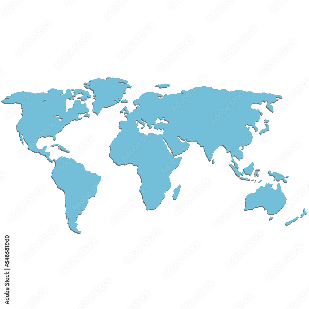 World map color modern. Silhouette map.
