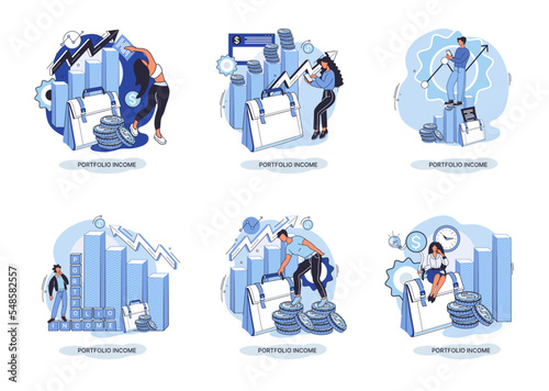 Investment, saving money and finance growth business concept metaphor. Analyzes charts and indicators of income growth. Investment income from securities and other non-commercial investments dividends