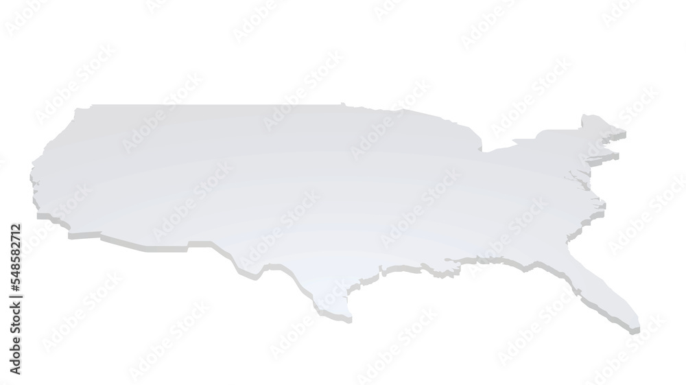 USA map 3D perspective view. vector illustration
