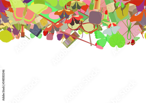 Background pattern abstract design texture. Horizontal seamless stripe. Border frame, transparent background. Theme is about garden, birthday, delicate, nail polish, maple, design, new, apple
