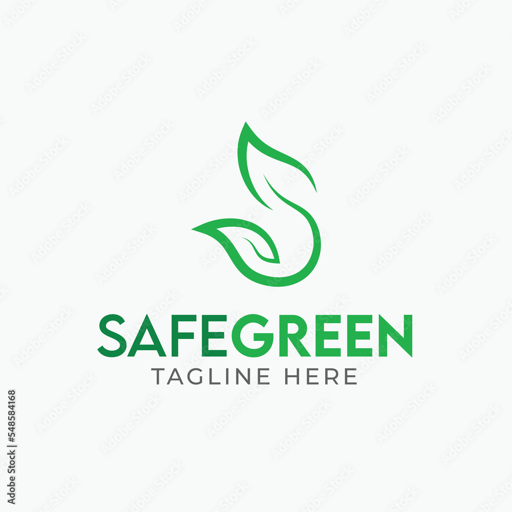 letter s - green logo - s  + leaf logo - letter mark - monogram - eco friendly - Green Pakistan