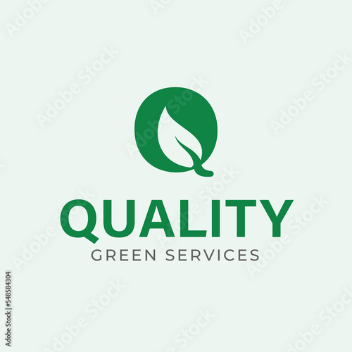letter q - quality green logo - leaf logo - letter mark - monogram - eco friendly