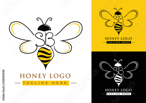 Letter S & B honey bee logo template