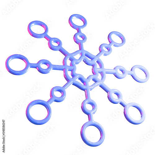 3d snowflake png image. Gradient glossy material