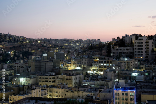 Amman old city at sunset. Amman buildings.