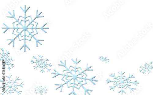 3d snowflakes background. Png winter illustration of falling snow