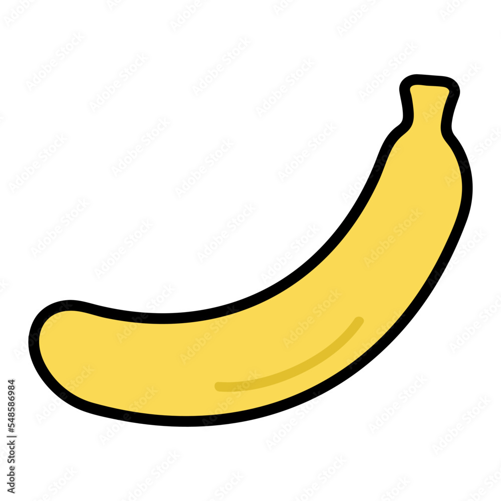 Flat yellow banana icon. Vector illustration