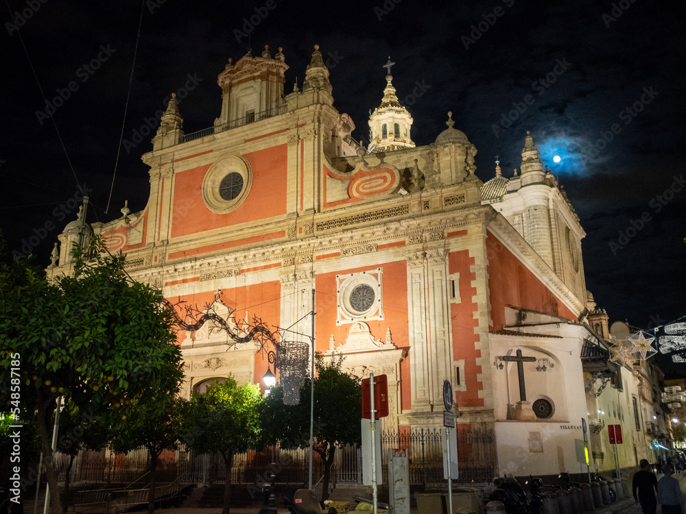 Fototapeta premium Baroque facade of the Iglesia Colegial del Divino Salvador, Seville