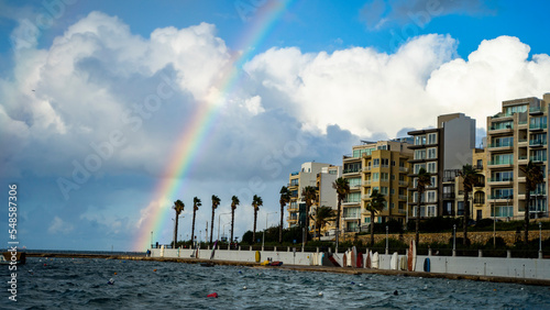 Photography rainbow walk ships buildings beautiful mediterranean sea malta island sand stone