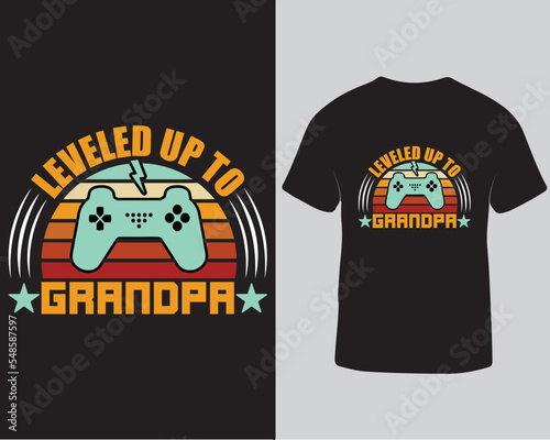 Leveled up to grandpa funny typography vector tshirt design
