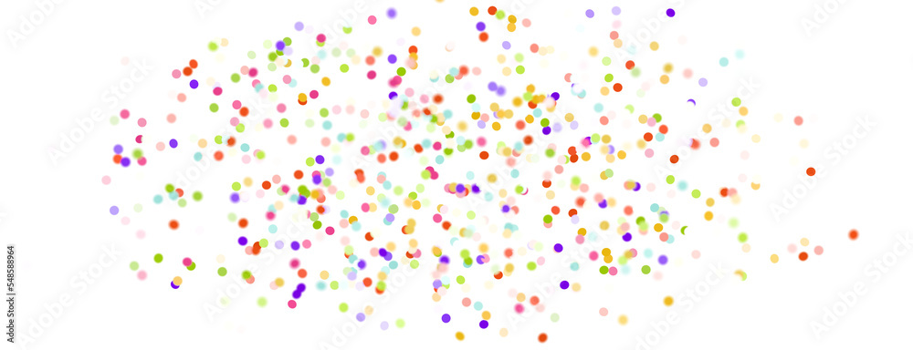 Multicolored paper confetti on transparent background. Realistic confetti flying. Colorful scattered items to holiday decorations.