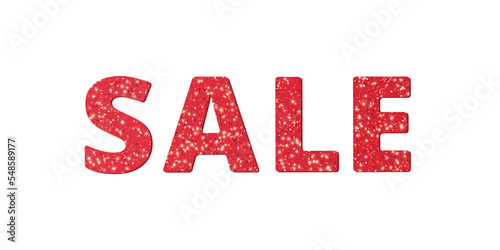 Red sparkling glitter sale text isolated on white background. Vector illustration.