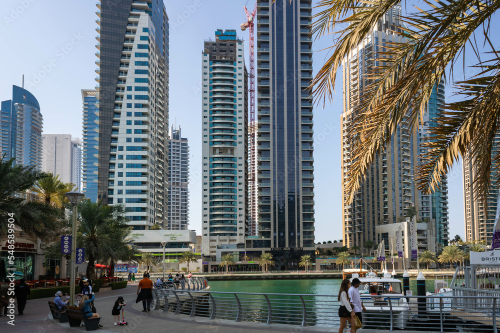 Obraz premium Dubai Marina with its high rise modern buildings