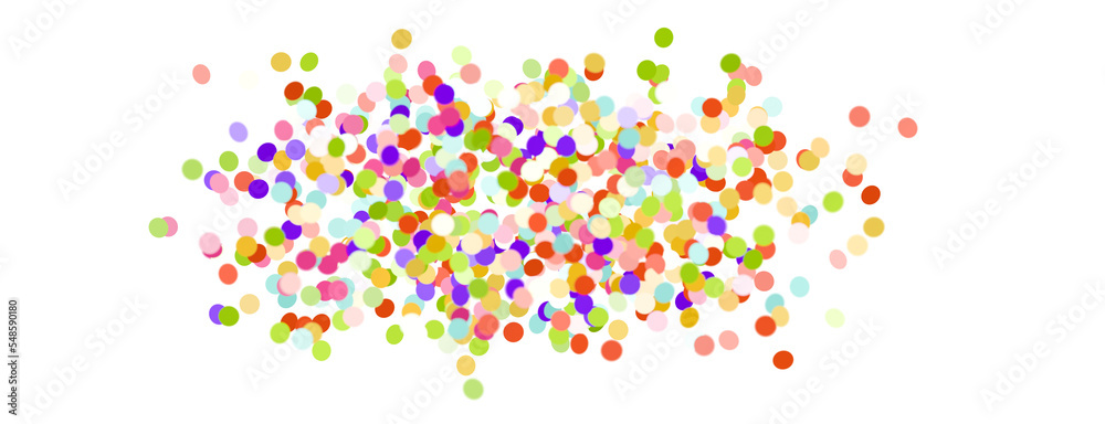 Multicolored paper confetti on transparent background.