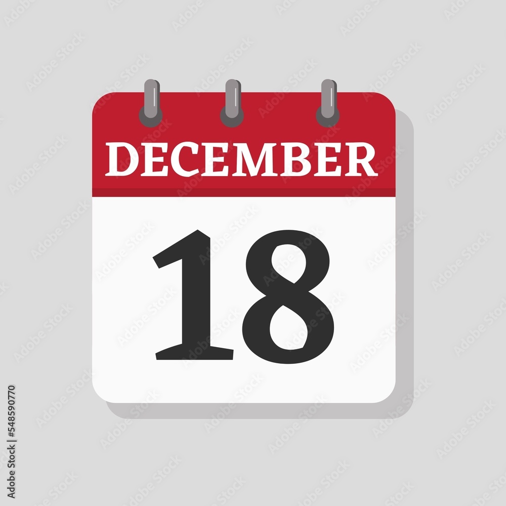 December 18 date visible on a page a day organizer calendar December 18 date visible on a page a day organizer calendar