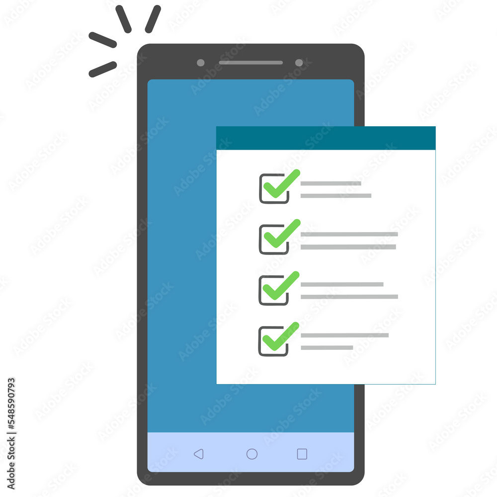 Mobile phone with completed task list Mobile phone with completed task list