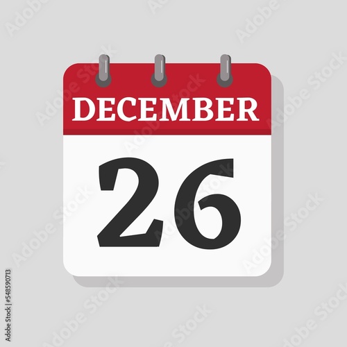 December 26 date visible on a page a day organizer calendar