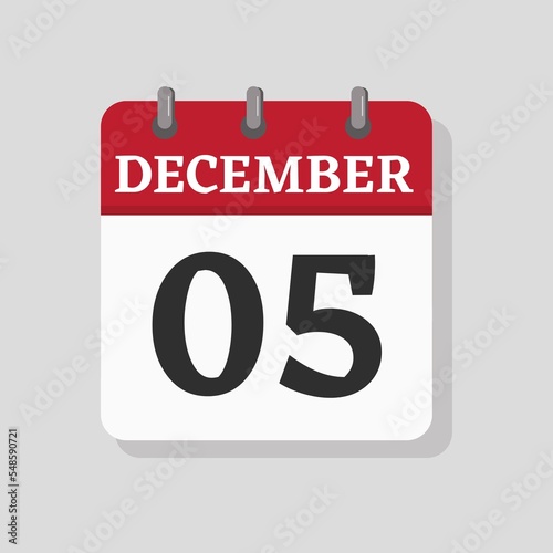December 05 date visible on a page a day organizer calendar