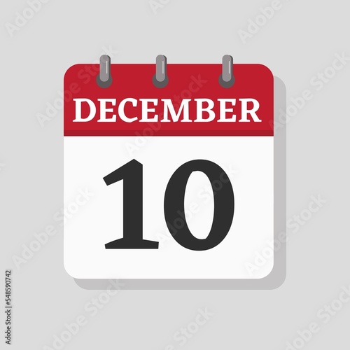 December 10 date visible on a page a day organizer calendar